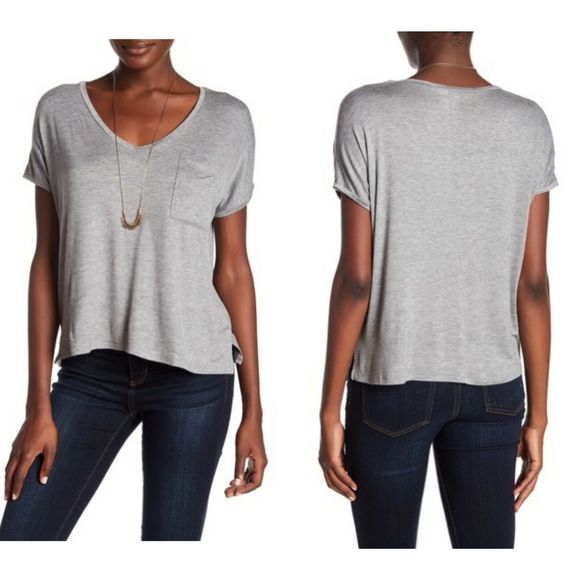 Project Social T Tops - PST LA V Neck Crew Neck Pocket Tee L